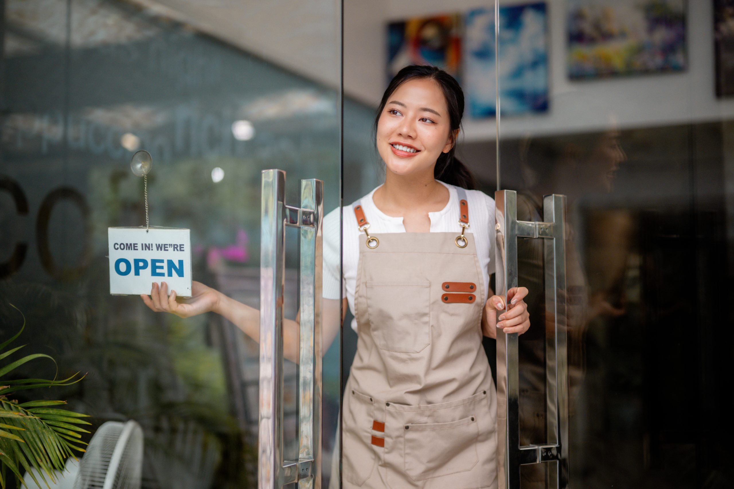 coffee shop owner opening for business