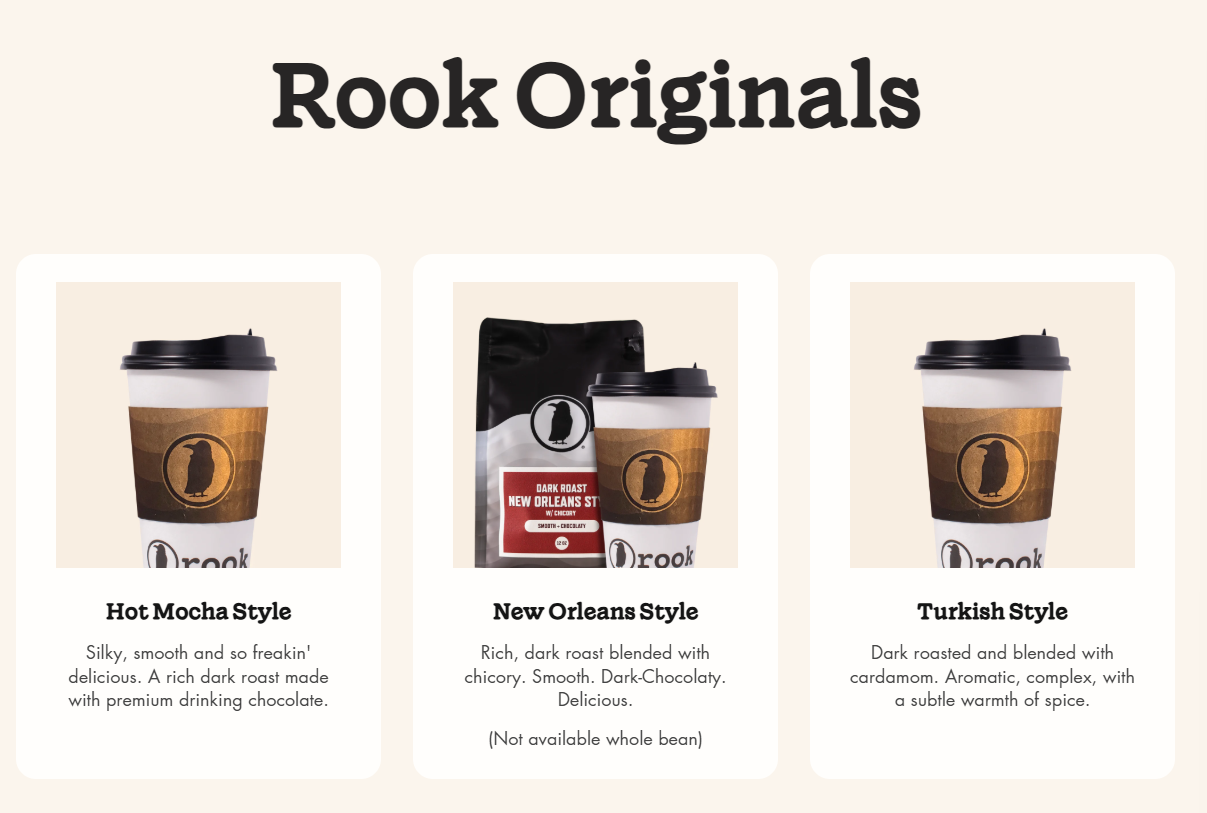 rook originals coffee products
